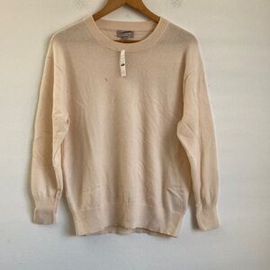 J. Crew Women's Cashmere relaxed crewneck‎ sweater XS Hthr Stone